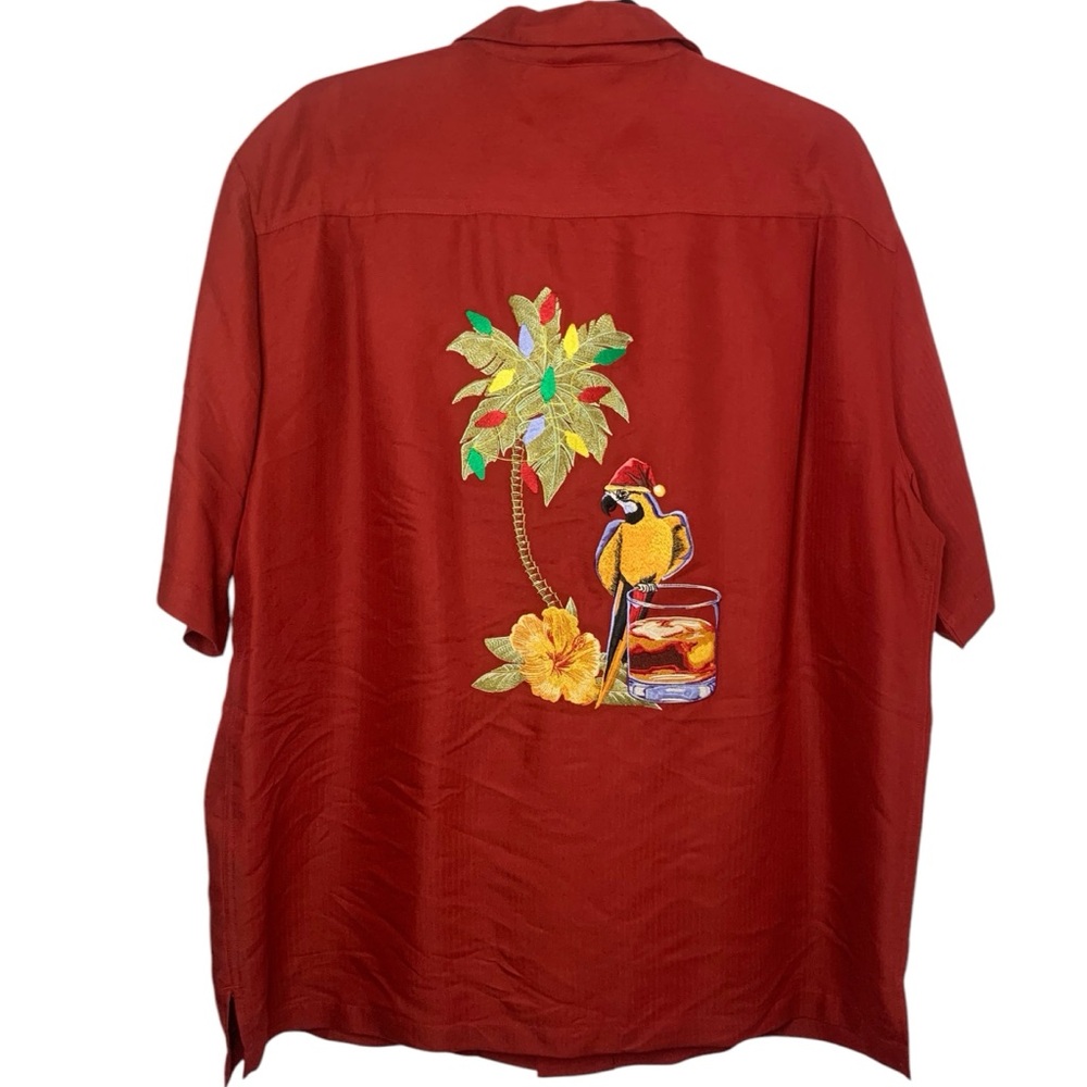 Caribbean Pineapple Red Holiday Ugly Christmas Parrot Back Hit Hawaiian Shirt